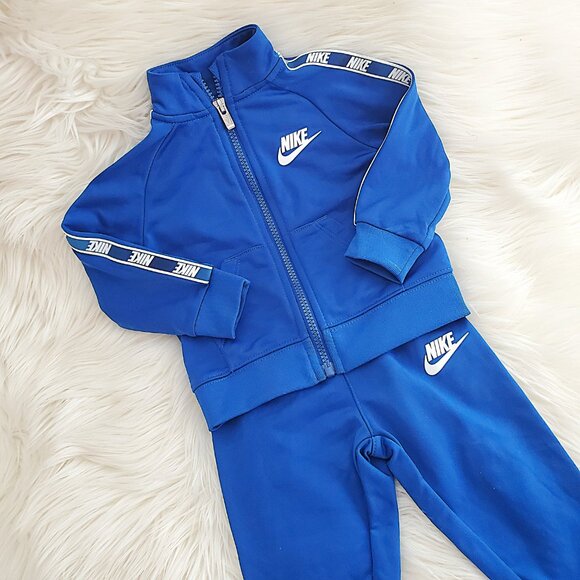 Nike Blue Unisex Taping Tricot Full Zipped Jacket & Matching Pants 2 pc SZ 12M - Picture 3 of 13